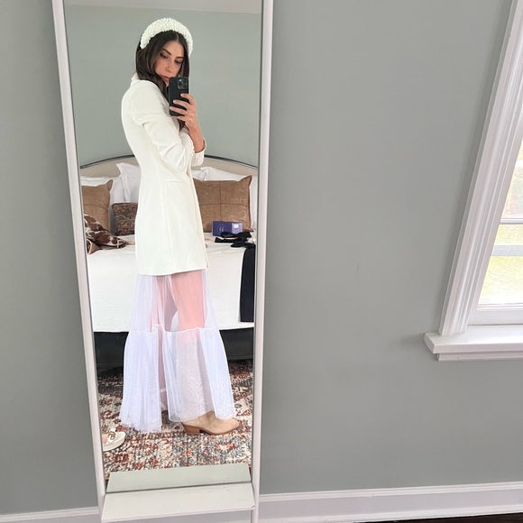 NWOT Jay Godfrey 2 piece white blazer dress with separate sheer tulle maxi skirt - Picture 4 of 7
